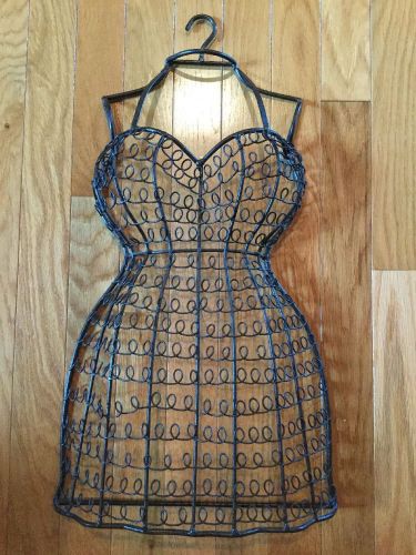 Large Hanging Looped Metal Wire Dress Form Jewelry Holder Display Wall Art EUC