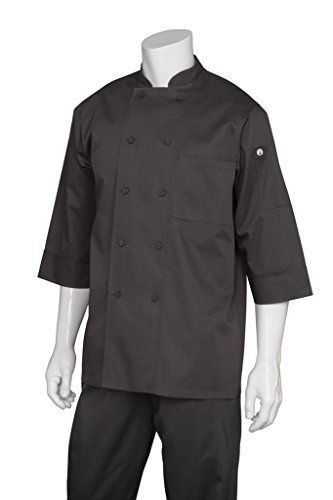 Chef works jlcl-blk-xs basic 3/4 sleeve chef coat, black, xs for sale
