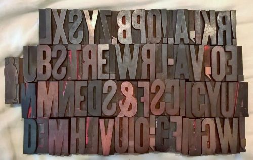 70 piece Vintage Antique Letterpress Wood Printer&#039;s Type MATCHING lot FULL alpha