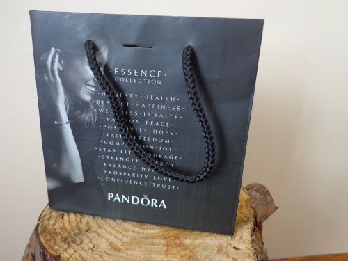 Pandora ESSENCE Paper Gift BAG ONLY Size S 6.5&#034;/6.5&#034; Black MEW AUTHENTIC BAG