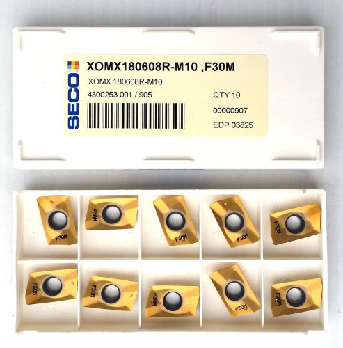 10- SECO carbide inserts XOMX 180608R-M10 , Grade F30M   **NEW**