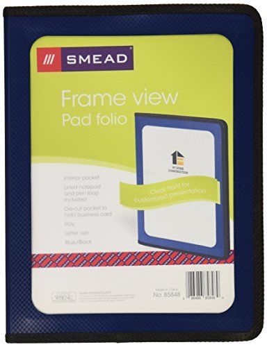 Smead Poly View Front Pad Folio, Clear Front Pocket, Letter Size, Blue (85848)
