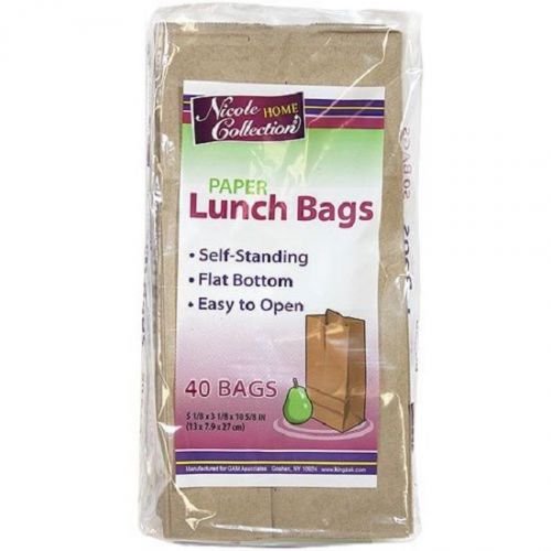40 Brown Kraft Paper Lunch Bags Grocery Merchandise