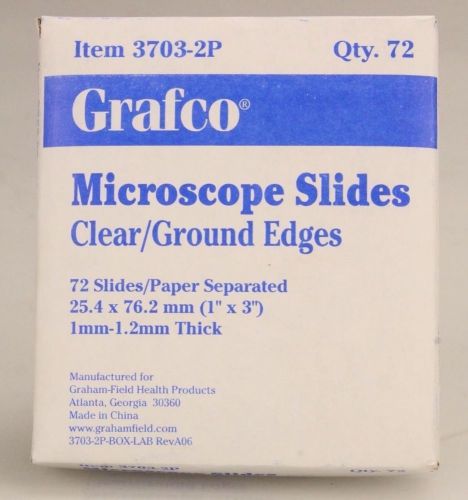 Grafco 3703-2P Clear Ground Edges 1.2mm Thick Microscope Slides 3&#034; x 1&#034;