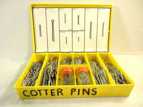 Vintage 1974 Cotter Pin Assortment, 8 Different Sizes, Zinc Plated, New/Other.