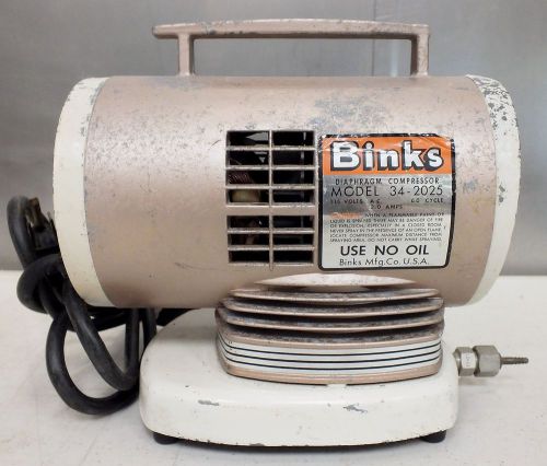 Binks 34-2025 diaphragm/air/airbrush 60 cycle compressor 3.8 amps 115 volts for sale