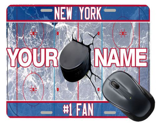 Personalized Name Hockey Team License Plate New York Blue and Red Mouse pad