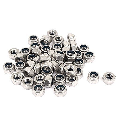 Uxcell m8 316 stainless steel self-locking nylon insert hex lock nuts 50pcs for sale