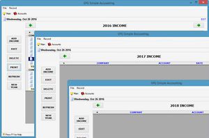 Simple Accounting Software for Windows - Income Tracking/year/ company/ account