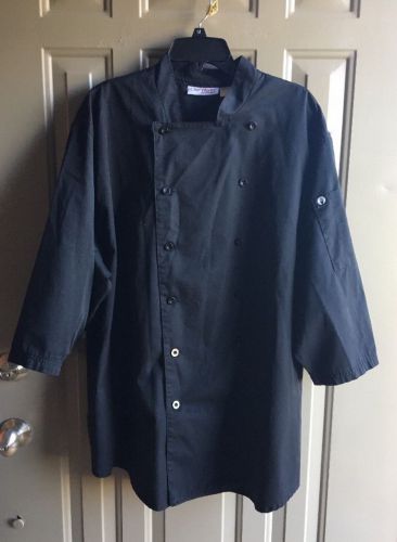 Chef Works Shirt Coat Button Up Short Sleeve Color Black Size XL