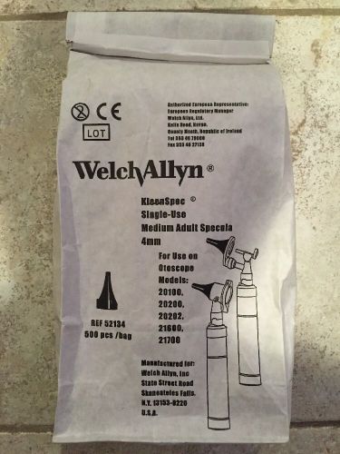 WELCH ALLYN Otoscope Kleenspec Medium Specula 4MM #52134 New bag of 500 ADULT