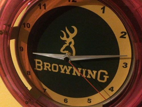 Browning Firearms Shotgun Gun Store Neon Lighted Man Cave Advertising Clock SIgn