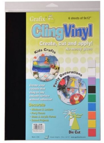Grafix 9-Inch-by-12-Inch Cling Film Black, 6-Pack