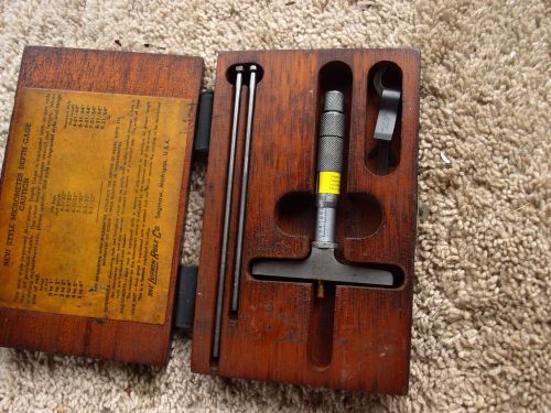 Vintage lufkin no 513n depth gauge micrometer wood case for sale