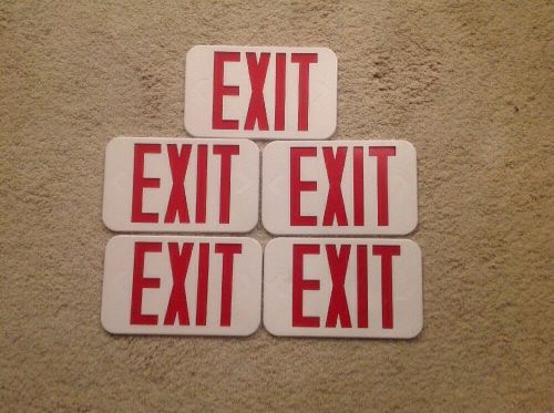 (5) Compass Emergency Exit Sign Face Plate Plastic Covers In Red Lettering