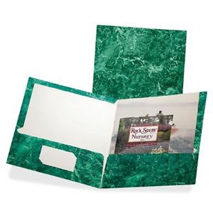 Photo Paper Oxford 51617 Marble Design Laminated Two-Pocket Portfolios, Emerald