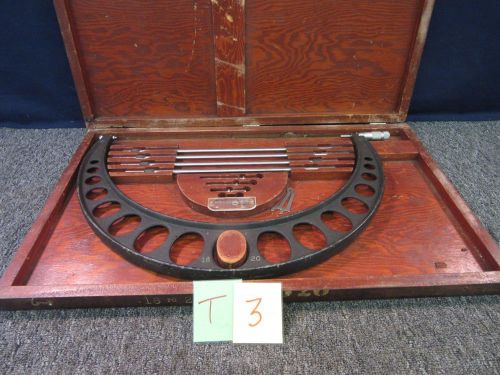 16&#034; 20&#034; brown sharpe micrometer caliper military tool garage wood case used for sale
