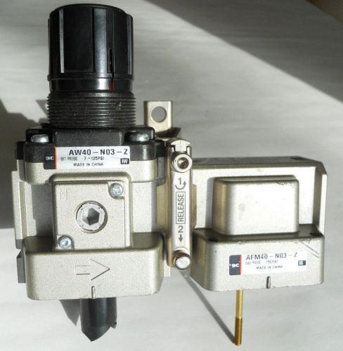Smc aw40-n03-z  filter/pressure regulator &amp; smc afm40-n03-z oil mist separator for sale