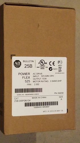 New Sealed Allen Bradley 25B-D6P0N104 /A  PowerFlex 525 AC Drive 480V/6A/3HP