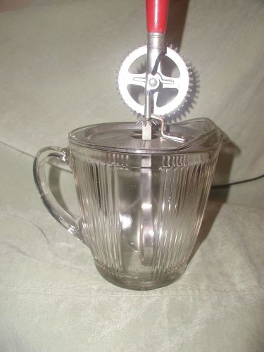 Vintage Ekco Glass Pitcher/ Mixing Bowl # 7216 Egg Beater &#034;Made In America&#034;