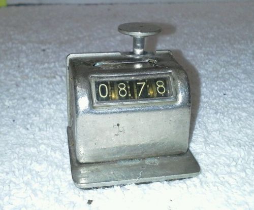 Vintage Chrome Hand Held Mechanical Counter / Clicker -- 4 Digits