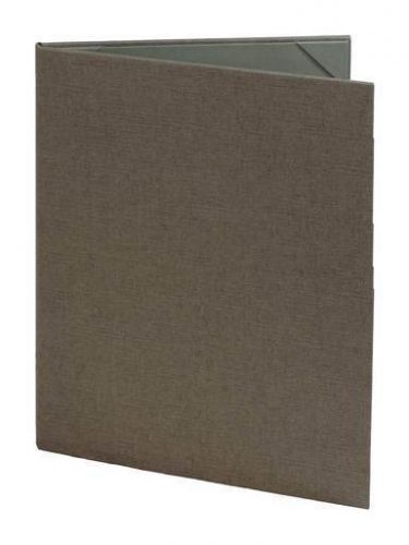 (10pc Lot) Grey Poly-Cotton Retro Menu Covers, 2-panel, 8.5&#034; x 11&#034; insert
