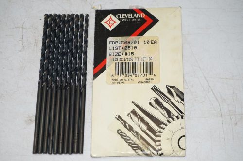 10 new CLEVELAND TWIST DRILL #15 2510 Taper Extra Length Black Oxide C08701 USA