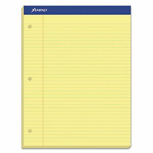 Double Sheet Pads, Medium/College Rule, 8.5 x 11.75, Canary, 100 Sheets 20-223