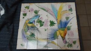 CERAMIC TILES MOSAIC DECORATIVE PANEL HAND PAINTED WALL MURAL ART 21in x 26in