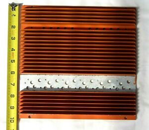 Large Orange Aluminium heat sink. ~ 5 lbs  10&#034; x 10&#034; x 1.375&#034;