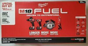 Milwaukee M18 Fuel  2998-24 New 4-tool Combo Kit with 2 Batteries, Charger &amp; Bag