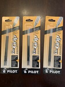 3 Packs, Pilot Dr. Grip Ballpoint Refills Retractable Pens, Medium Black