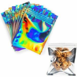Resealable Smell Proof Bags, Holographic Chrome (3.5 x 4.7 In, 120 Pack)