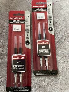 Uni-Ball 207 Gel Impact Retractable Gel Pen Refills Bold Lot 2 Black Ink 4 Refil