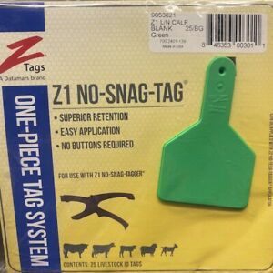 NEW BLANK Green ZTAG Cow Blank Ear 1 piece Ear Tag (25/bag)