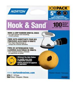 Norton 7660704061 100-Grit Aluminum Oxide Medium Hook &amp; Loop Sanding Disc 5 in.