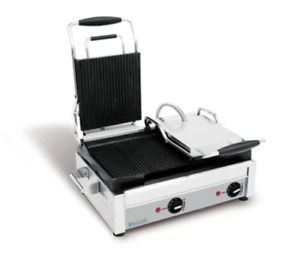 EURODIB SFE2360 Large-Size Double Panini Grill, All-Ribbed, 220v, 60Hz, 1ph