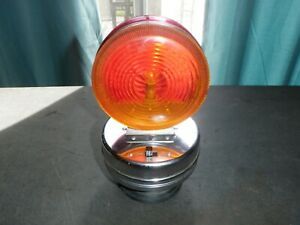 VINTAGE CHROME Beacon Red AMBER Strobe Light Volt BATTERY Pristine ROOF CAR VAN