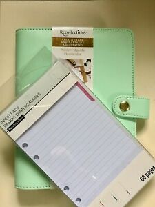 MintGreen Personal Planner Agenda 6 Ring Binder 60 Insert Pages Recollections