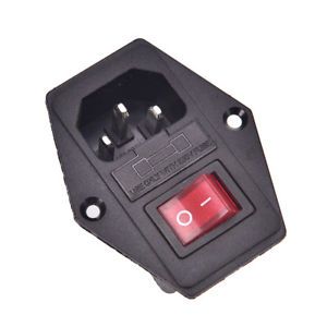 NEW 3 Pin AC Inlet Male Plug Power Socket With Fuse Switch 10A 250V 3Pi F B Qh