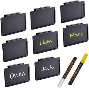 Black Clip Label Holders, Metal Hanging Clip Labels, Removable Chalkboard Labels