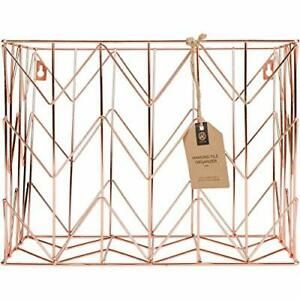 U Brands Hanging File Desk Organizer Wire Metal Copper/Rose Gold