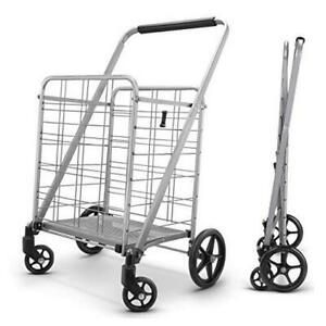 Newly Released Grocery Utility Flat Folding Shopping Cart with 360° Large