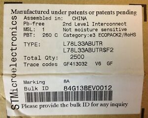 STMicroelectronics L78L33ABUTR Linear Voltage Regulators LOT OF 2500 roll NEW