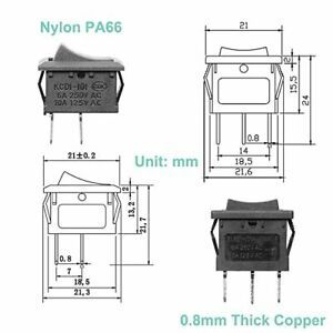 20Pcs Black Rocker Switch,Mini Boat Switch ON-Off 2PIN SPST ON-Off-ON 3 Pin SPDT