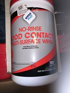 Wipes Plus No Rinse Food Contact Multi-Surface Sanitizing Wipes 100CT Kill 99.9%