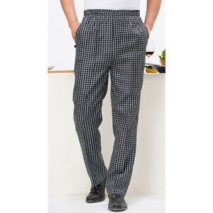 Chef Baggy Pants, Chef Uniform, Cook, Culinary Appare Black plaid L