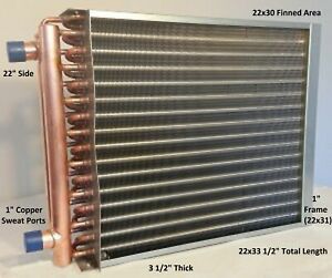 25x30  Water to Air Heat Exchanger 1&#034; Copper Ports With Install Kit