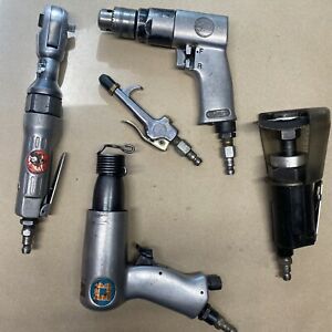 LOT OF 5 AIR TOOLS Grinder, Ratchet 3/8”, Air Hammer,  Blower PNEUMATIC