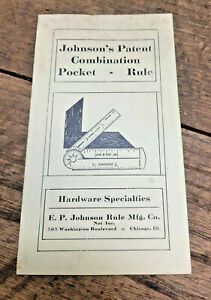 L1324- Vintage Johnson&#039;s Patent Combination Pocket Rule Brochure